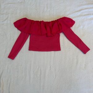 Anthropologie Red Off-Shoulder Blouse